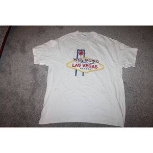 Las Vegas T-Shirt L 42-44 Souvenir Graphic Tee Hanes Heavyweight Cotton